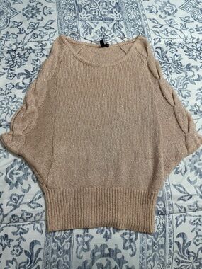 Vero Moda Sparkle Pink Champagne Short-Sleeve Knit Sweater